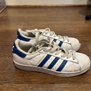 Adidas superstars blue and white - size big kids 3 1/2